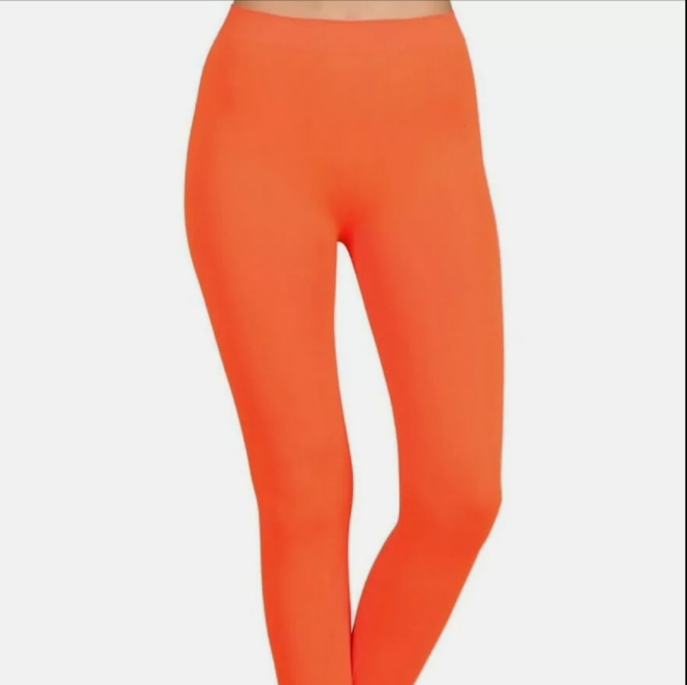 M&B Nylon Spandex Leggings Neon Orange One Size Fits 0-4 Women's